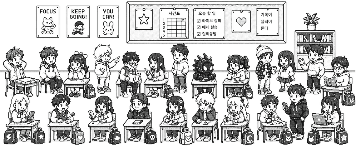 학생과 선생님 캐릭터 일러스트